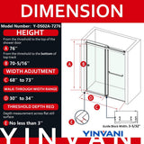 YINVANI 72 in. W x 76 in. H Double Sliding Frameless Bath Shower Door in Brushed Gold with Easy-Clean 3/8 in. Glass and Handle