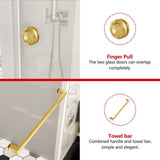 YINVANI 72 in. W x 76 in. H Double Sliding Frameless Bath Shower Door in Brushed Gold with Easy-Clean 3/8 in. Glass and Handle