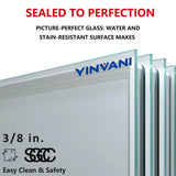 YINVANI 72 in. W x 76 in. H Double Sliding Frameless Bath Shower Door in Brushed Gold with Easy-Clean 3/8 in. Glass and Handle