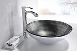 ANZZI Tara Deco-Glass Vessel Sink in Precious Storm, 16.5 x 5.7 in