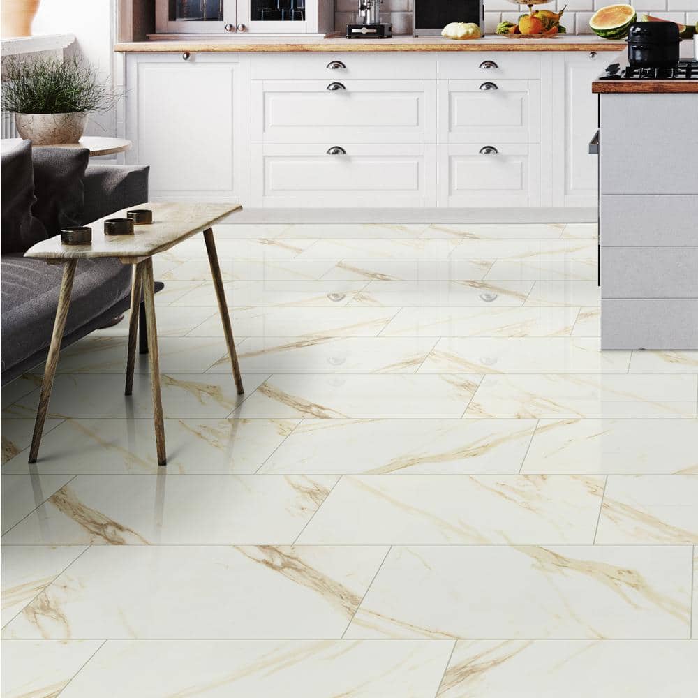 MSI Yosemite White 16 in. x 32 in. Polished Porcelain Floor and Wall Tile (14.2 sq. ft./Case)