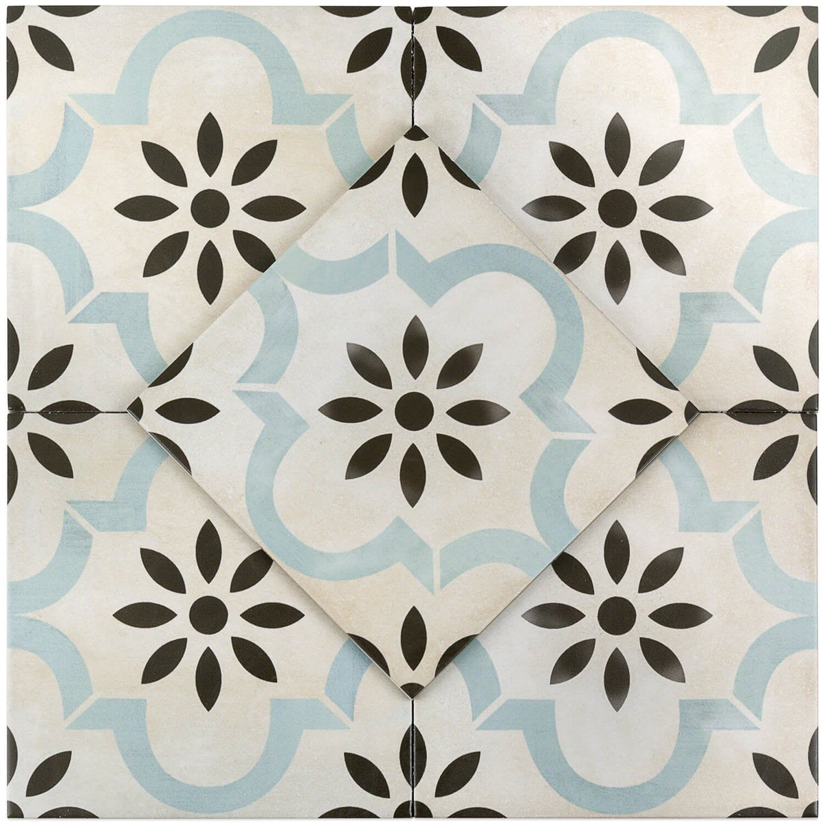 Bella Prado Blue 9x9 Matte Porcelain Tile for Residential and Commercial Use