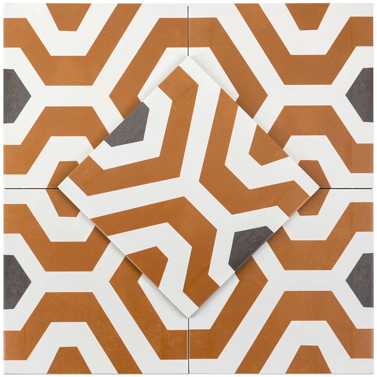 Bond Tile Soumaya Orange Encaustic 9x9 Glazed Porcelain Tile