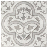 Cascais Silver Ornate 9x9 Matte Porcelain Tile - Lux Tile