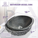 ANZZI Dragons Peak Vessel Sink in Mandy Black, 21.6 x 16.5 x 5.5 in