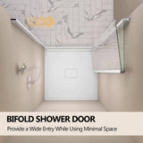 Zeafive 34 to 35-1/2 in. W x 72 in. H Frameless Bifold Shower Door Swing Pivot Small Alcove Shower Door in Chrome Clear Glass