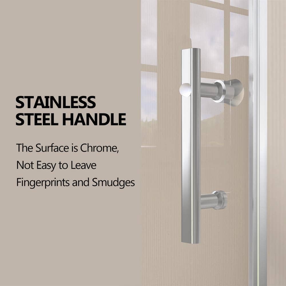 Zeafive 34 to 35-1/2 in. W x 72 in. H Frameless Bifold Shower Door Swing Pivot Small Alcove Shower Door in Chrome Clear Glass