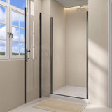 Zeafive 36 to 37-1/2 in. W x 72 in. H Frameless Shower Door Bifold Swing Pivot Small Shower Door in Black with Clear Glass