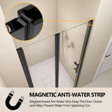 Zeafive 36 to 37-1/2 in. W x 72 in. H Frameless Shower Door Bifold Swing Pivot Small Shower Door in Black with Clear Glass
