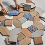 Morocco Medina Multicolor 4x8 Picket and Terracotta 4x4 Square Matte Porcelain Tile