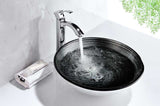 ANZZI Tara Deco-Glass Vessel Sink in Precious Storm, 16.5 x 5.7 in