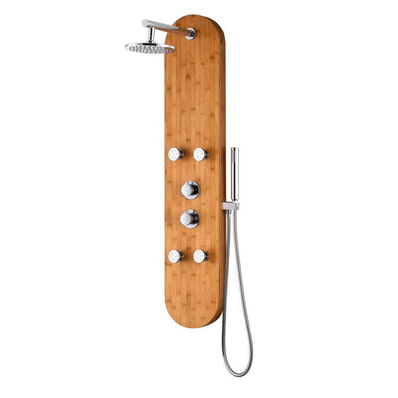 ANZZI Crane Natural Bamboo 3-Spray Shower Panel System (Valve Included)